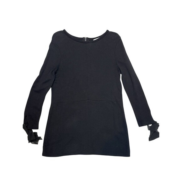 ZOZO Black Tunic Satin Ties On The Sleeves Zip Up The Back Scoop Neck Medium - Picture 1 of 8